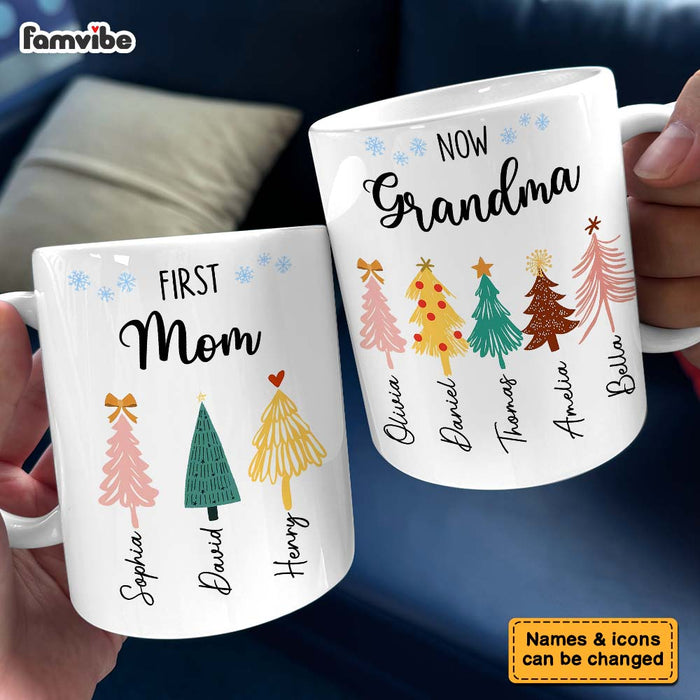 Personalized First Mom Now Grandma Christmas Tree Mug 35260 1
