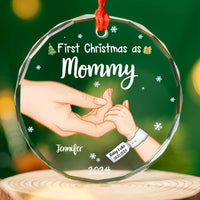 Personalized Gift For New Mom First Christmas Circle Glass Ornament 35262 thumb 1