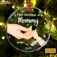 Personalized Gift For New Mom First Christmas Circle Glass Ornament 35262 thumb 1