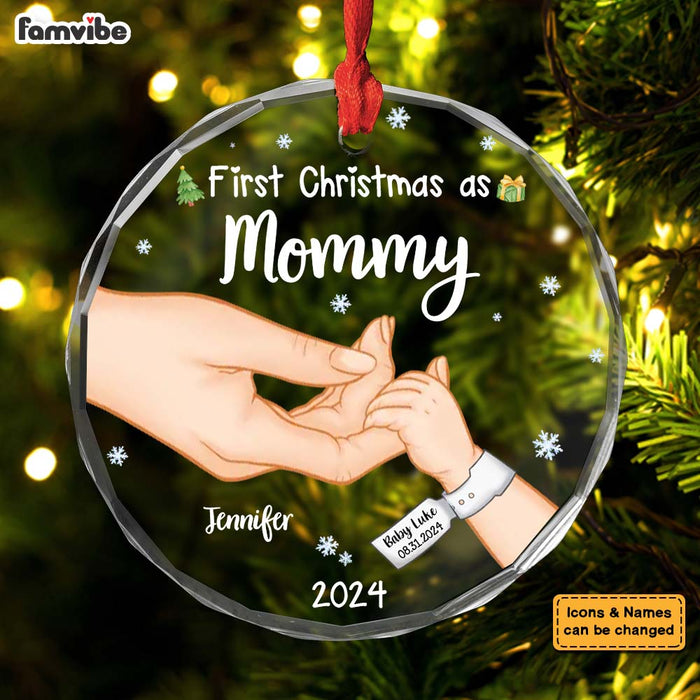 Personalized Gift For New Mom First Christmas Circle Glass Ornament 35262 1