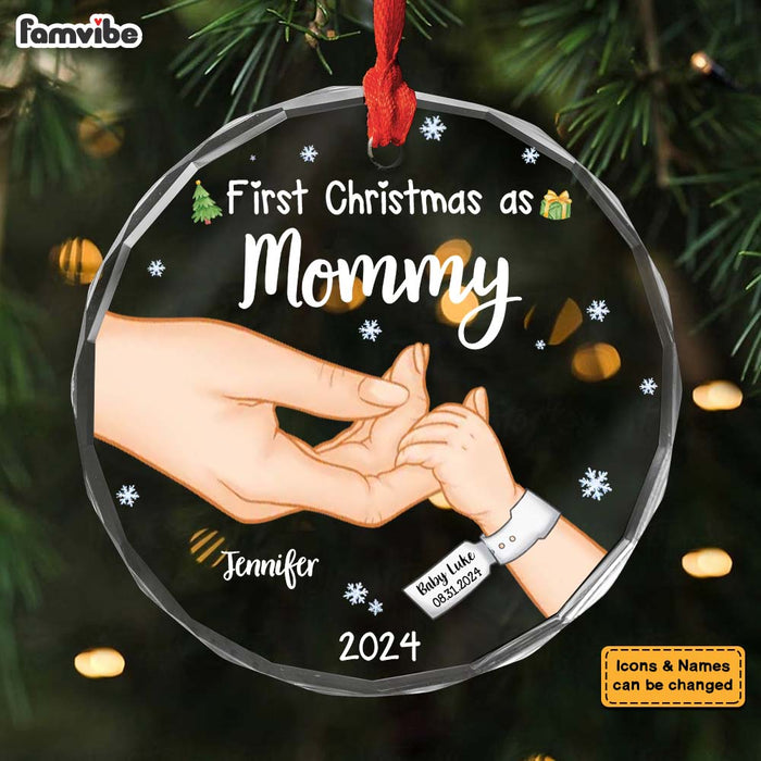 Personalized Gift For New Mom First Christmas Circle Glass Ornament 35262 1