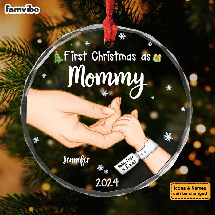 Personalized Gift For New Mom First Christmas Circle Glass Ornament 35262 1