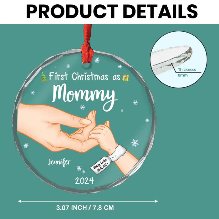 Personalized Gift For New Mom First Christmas Circle Glass Ornament 35262 1