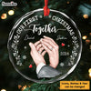 Personalized Gift For Couple Holding Hands Our First Christmas Circle Glass Ornament 35266 1