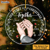 Personalized Gift For Couple Holding Hands Our First Christmas New Acrylic Circle Ornament 35317 thumb 1