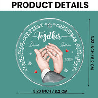 Personalized Gift For Couple Holding Hands Our First Christmas New Acrylic Circle Ornament 35317 thumb 1
