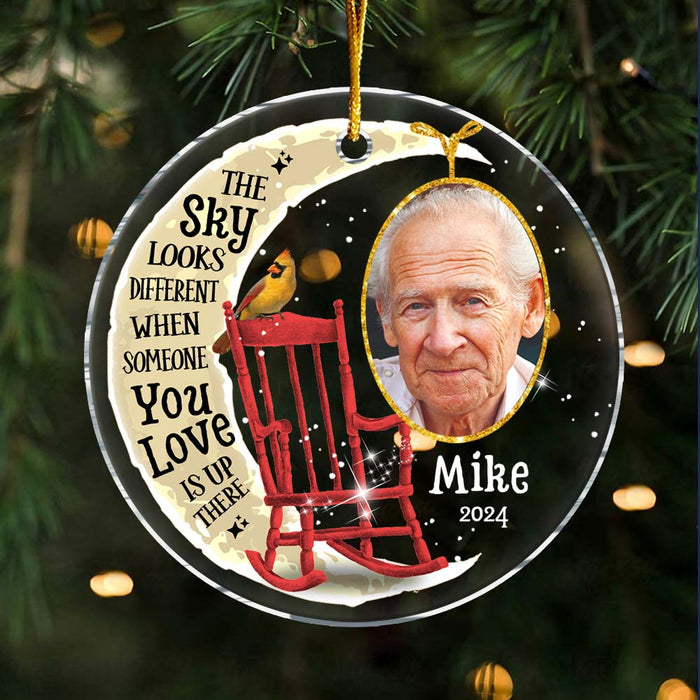 Personalized Memorial Gift Photo Custom The Sky Looks Different New Acrylic Circle Ornament 35323 1