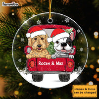 Personalized Dog Christmas Red Truck New Acrylic Circle Ornament 35336 thumb 1
