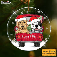 Personalized Dog Christmas Red Truck New Acrylic Circle Ornament 35336 thumb 1