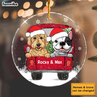 Personalized Dog Christmas Red Truck New Acrylic Circle Ornament 35336 thumb 1