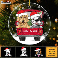 Personalized Dog Christmas Red Truck New Acrylic Circle Ornament 35336 thumb 1