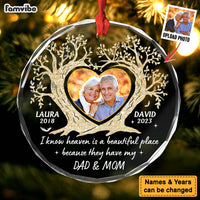 Personalized Memorial Gift For Loss Of Loved Ones Heart Tree Circle Glass Ornament 35351 thumb 1