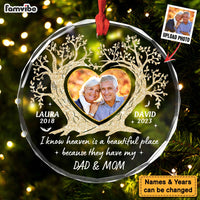Personalized Memorial Gift For Loss Of Loved Ones Heart Tree Circle Glass Ornament 35351 thumb 1