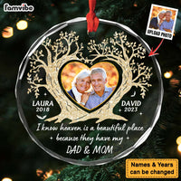 Personalized Memorial Gift For Loss Of Loved Ones Heart Tree Circle Glass Ornament 35351 thumb 1