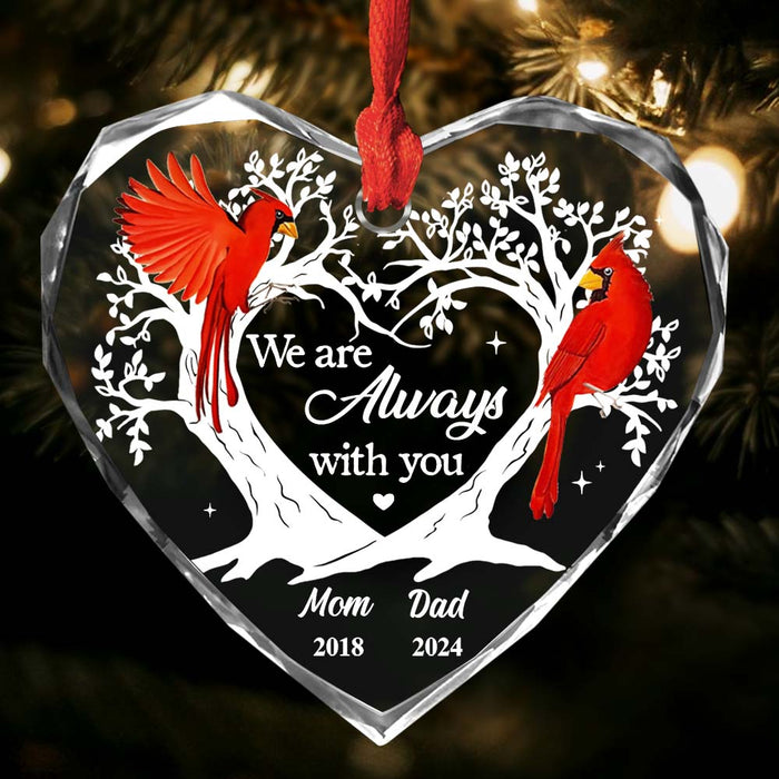 Personalized Memorial Gift Cardinal And Tree Heart Glass Ornaments 35352 1