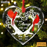 Personalized Memorial Gift Cardinal And Tree Heart Glass Ornaments 35352 thumb 1