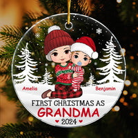 Personalized First Christmas As Grandma Acrylic Circle Ornament 35386 thumb 1