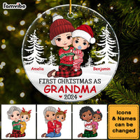 Personalized First Christmas As Grandma Acrylic Circle Ornament 35386 thumb 1