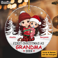 Personalized First Christmas As Grandma Acrylic Circle Ornament 35386 thumb 1