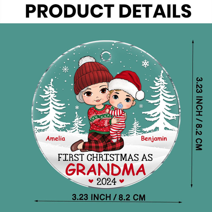 Personalized First Christmas As Grandma Acrylic Circle Ornament 35386 1
