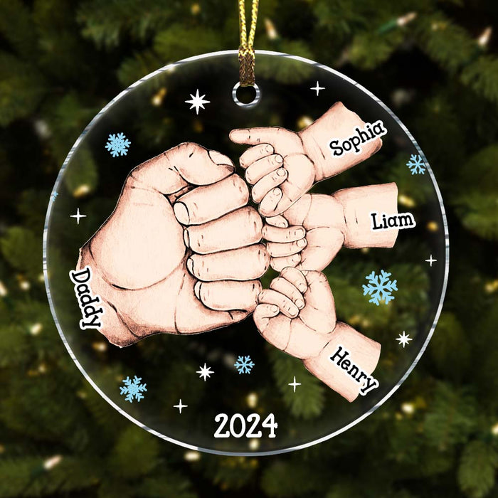 Personalized My Team Dad Fist Bump Christmas Acrylic Circle Ornament 35457 1