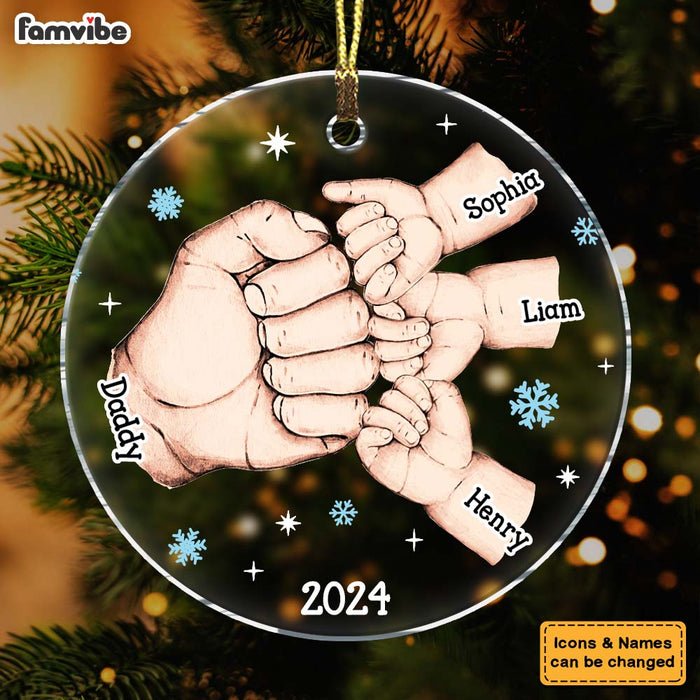 Personalized My Team Dad Fist Bump Christmas Acrylic Circle Ornament 35457 1