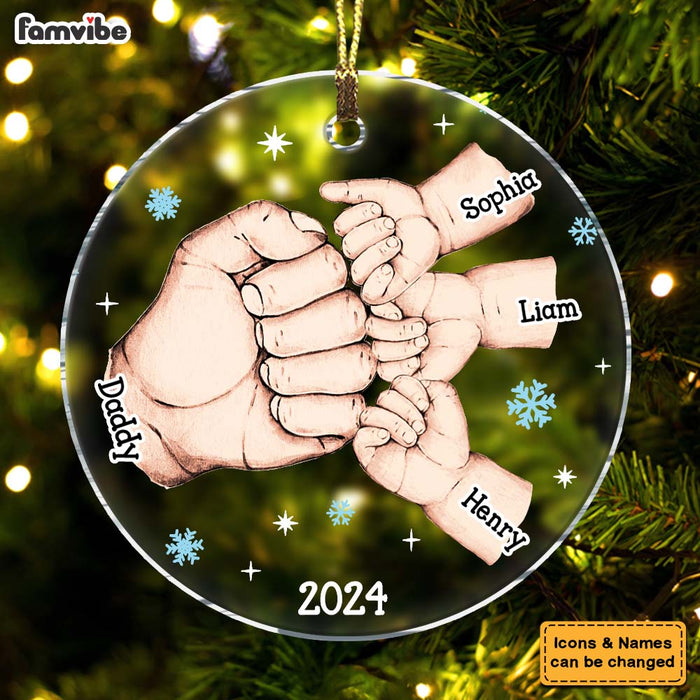 Personalized My Team Dad Fist Bump Christmas Acrylic Circle Ornament 35457 1