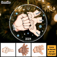Personalized My Team Dad Fist Bump Christmas Acrylic Circle Ornament 35457 thumb 1