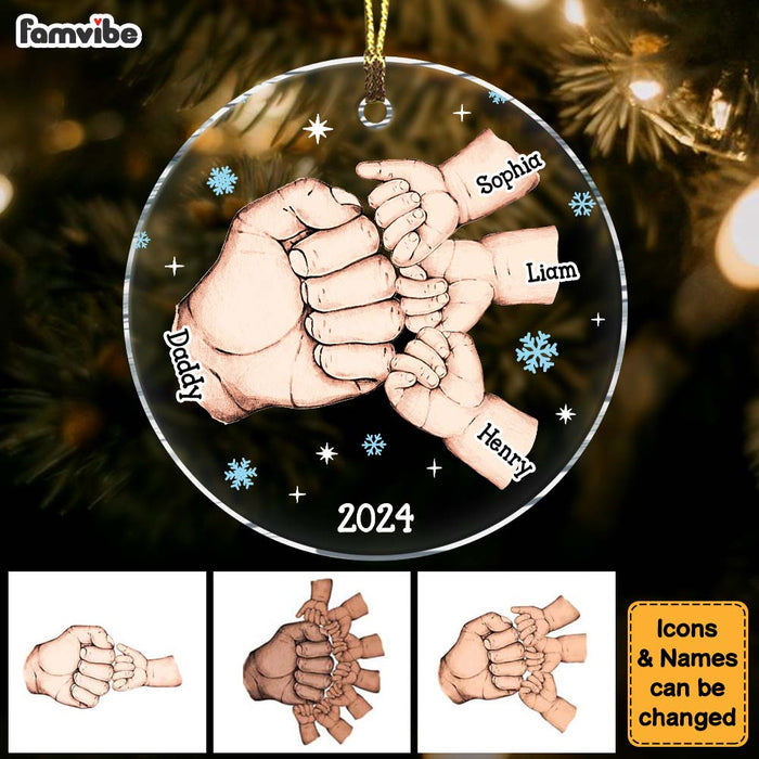 Personalized My Team Dad Fist Bump Christmas Acrylic Circle Ornament 35457 1