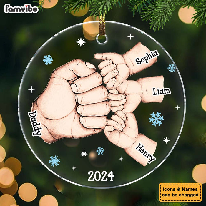 Personalized My Team Dad Fist Bump Christmas Acrylic Circle Ornament 35457 1