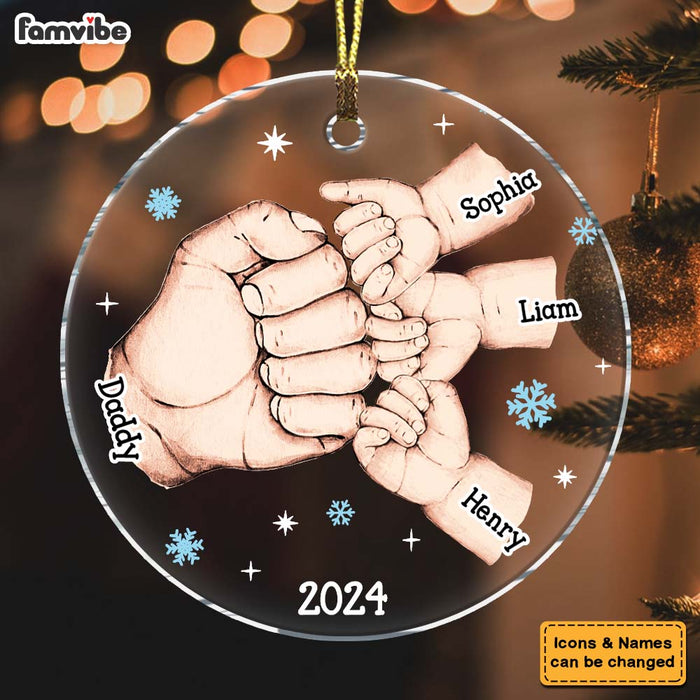 Personalized My Team Dad Fist Bump Christmas Acrylic Circle Ornament 35457 1