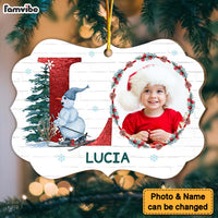 Personalized Letter and Snowman Name Custom Photo Benelux Ornament 35501 thumb 1