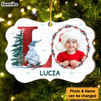 Personalized Letter and Snowman Name Custom Photo Benelux Ornament 35501 thumb 1