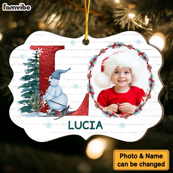Personalized Letter and Snowman Name Custom Photo Benelux Ornament 35501 1
