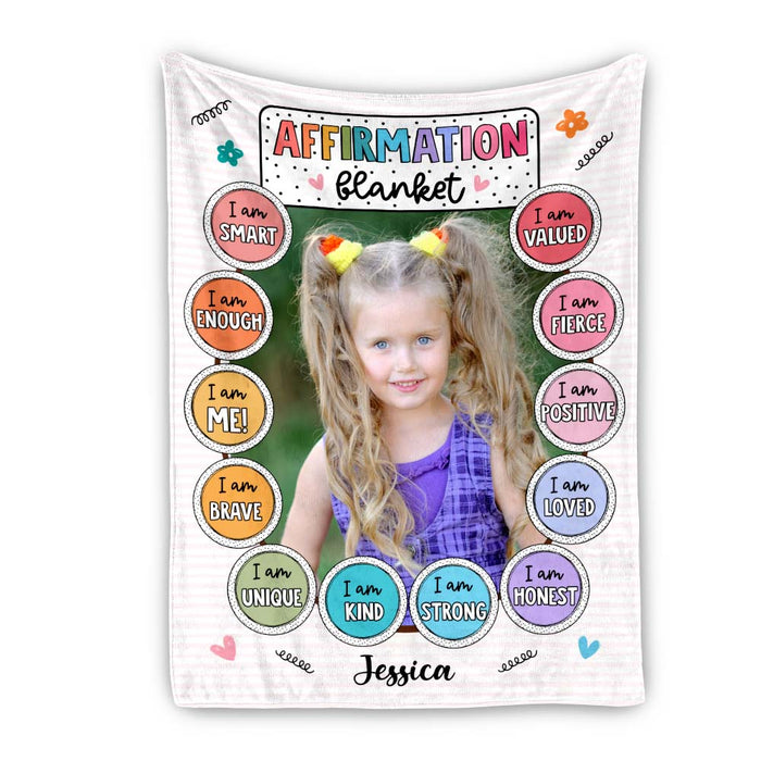 Personalized Gift For Granddaughter Affirmation Blanket Upload Photo Blanket 35523 1