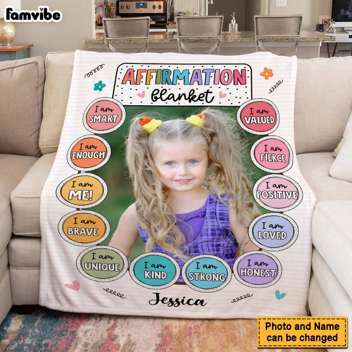 Personalized Gift For Granddaughter Affirmation Blanket Upload Photo Blanket 35523 1