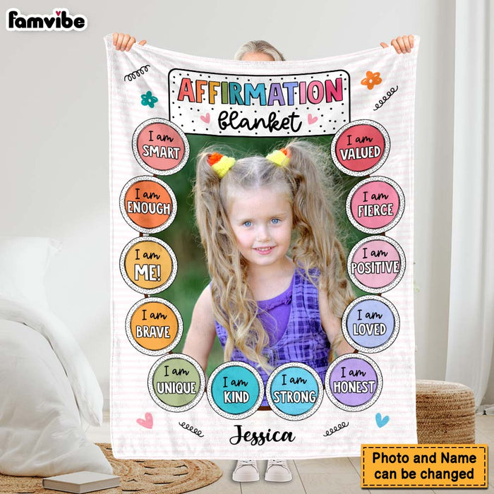 Personalized Gift For Granddaughter Affirmation Blanket Upload Photo Blanket 35523 1
