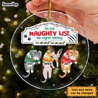 Personalized Christmas Naughty Cats Hanging On Mantel Acrylic Circle Ornament 35537 thumb 1