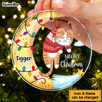 Personalized Naughty Cats On Moon Meowy Christmas Acrylic Circle Ornament 35549 thumb 1