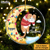 Personalized Naughty Cats On Moon Meowy Christmas Acrylic Circle Ornament 35549 thumb 1