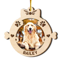 Personalized Custom Photo Dog First Christmas 2 Layered Wood Ornament 35559 thumb 1
