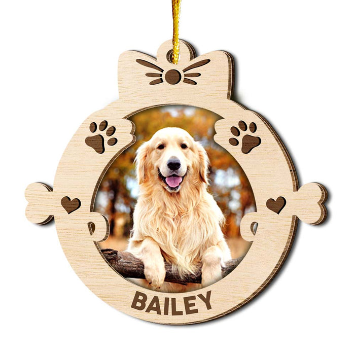 Personalized Custom Photo Dog First Christmas 2 Layered Wood Ornament 35559 1