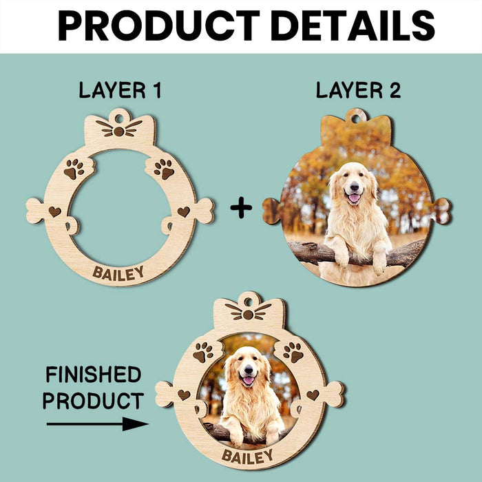 Personalized Custom Photo Dog First Christmas 2 Layered Wood Ornament 35559 1