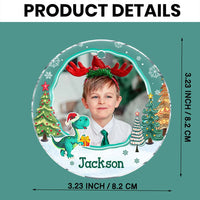 Personalized  Gift For Grandkid Christmas Dinosaur Custom Photo Acrylic Circle Ornament 35587 thumb 1