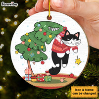 Personalized Cat Hanging On Tree Christmas MDF Circle Ornament35592 thumb 1