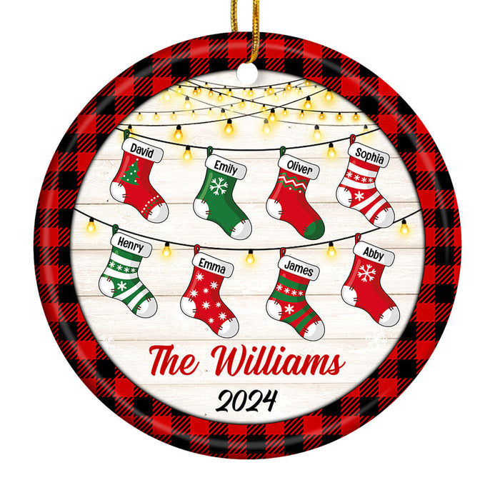 Personalized Family Christmas Circle Ornament Circle Ceramic Ornament 35657 1
