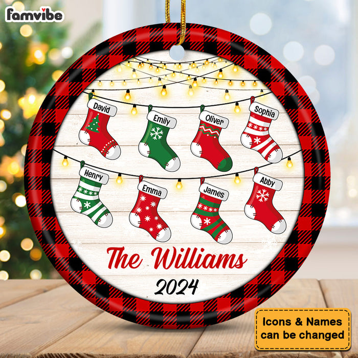 Personalized Family Christmas Circle Ornament Circle Ceramic Ornament 35657 1