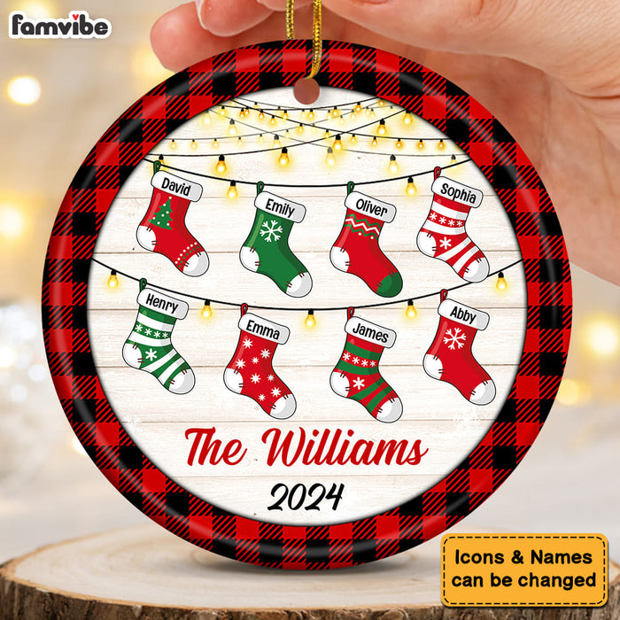 Personalized Family Christmas Circle Ornament Circle Ceramic Ornament 35657 1