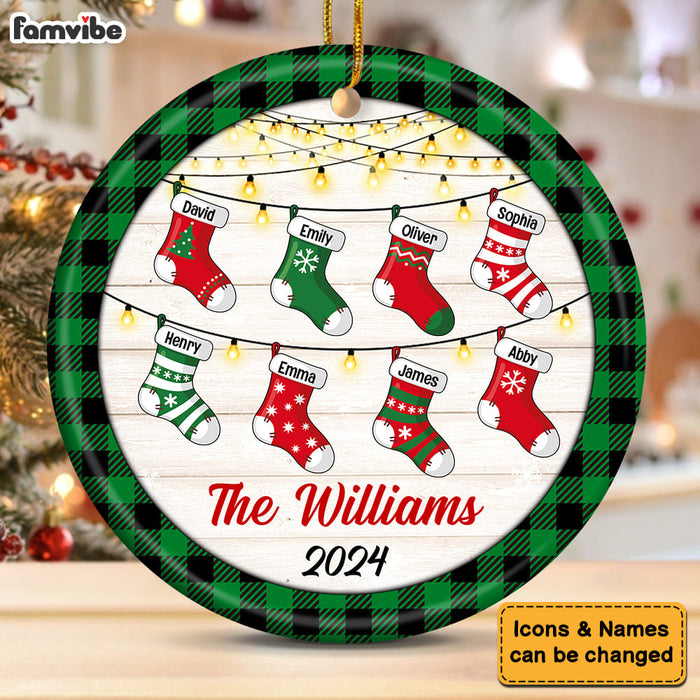 Personalized Family Christmas Circle Ornament Circle Ceramic Ornament 35657 1
