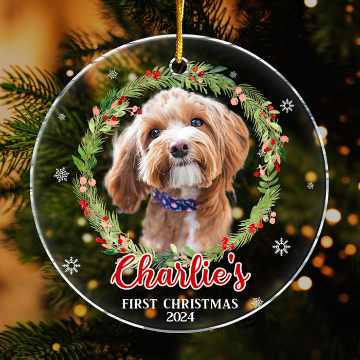 Personalized Dog Christmas Wreath Acrylic Circle Ornament 35671 1